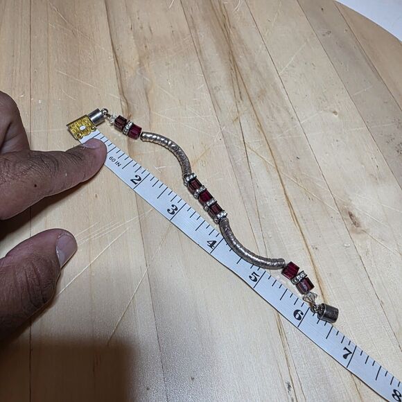 Sterling Silver 925 Beaded Ladies Bracelet 7 Inches Long Magnetic Clasp - Picture 7 of 7